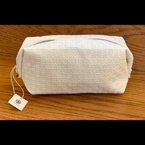 Tory Burch White Cosmetics Bag Makeup Pouch Travel Case - New